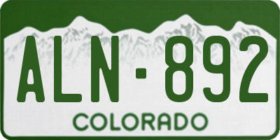 CO license plate ALN892