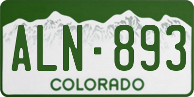 CO license plate ALN893
