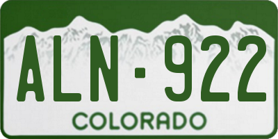 CO license plate ALN922