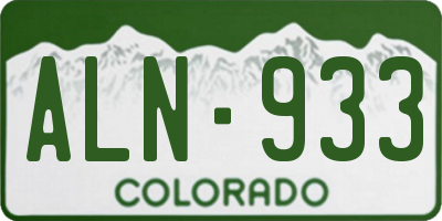 CO license plate ALN933