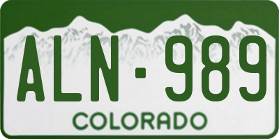 CO license plate ALN989