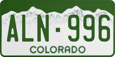 CO license plate ALN996