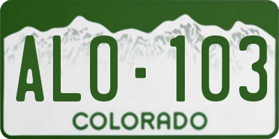 CO license plate ALO103