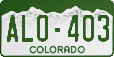 CO license plate ALO403