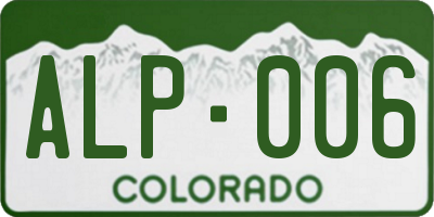 CO license plate ALP006