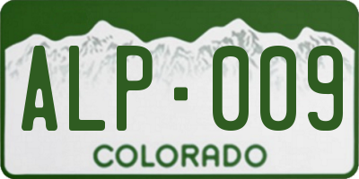 CO license plate ALP009
