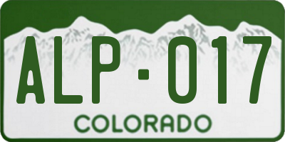 CO license plate ALP017