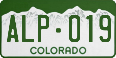 CO license plate ALP019