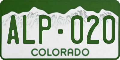 CO license plate ALP020