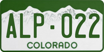 CO license plate ALP022