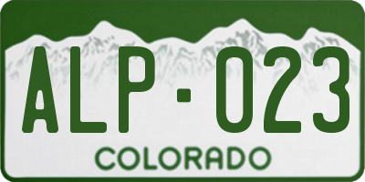CO license plate ALP023