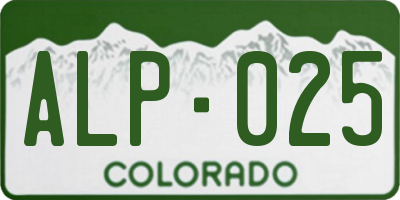 CO license plate ALP025