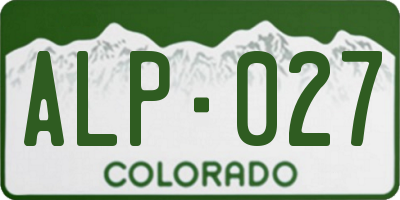 CO license plate ALP027