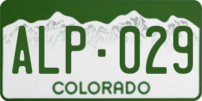 CO license plate ALP029