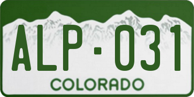 CO license plate ALP031
