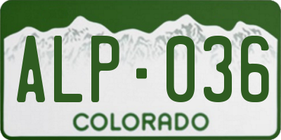 CO license plate ALP036