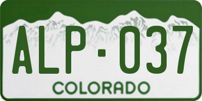 CO license plate ALP037
