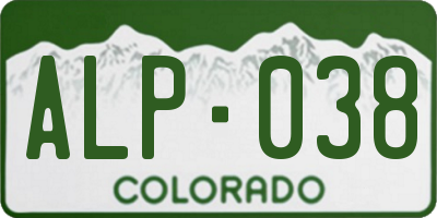 CO license plate ALP038