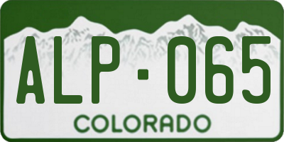 CO license plate ALP065