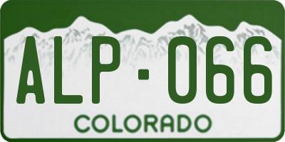 CO license plate ALP066