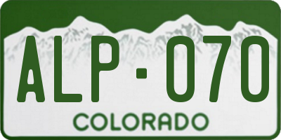 CO license plate ALP070