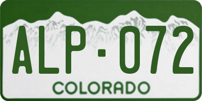 CO license plate ALP072