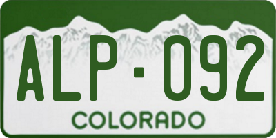 CO license plate ALP092