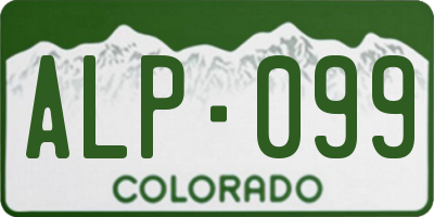 CO license plate ALP099