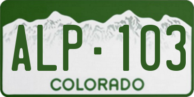 CO license plate ALP103