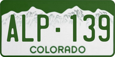 CO license plate ALP139