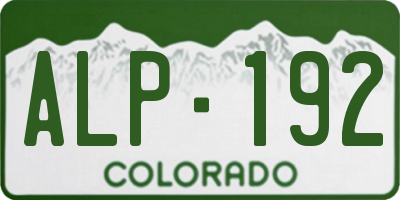 CO license plate ALP192