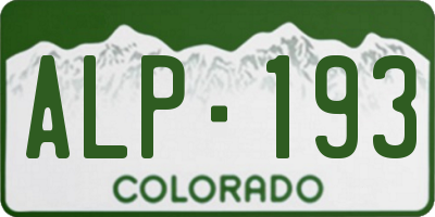 CO license plate ALP193