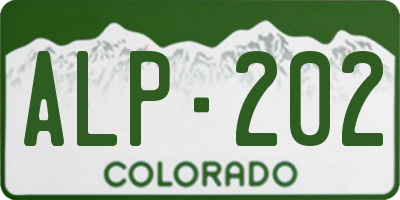 CO license plate ALP202