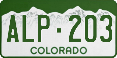 CO license plate ALP203