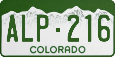 CO license plate ALP216
