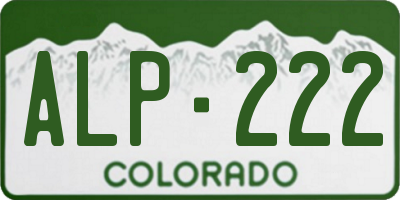 CO license plate ALP222