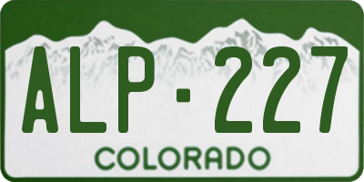 CO license plate ALP227
