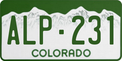 CO license plate ALP231