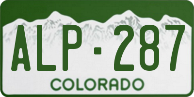 CO license plate ALP287