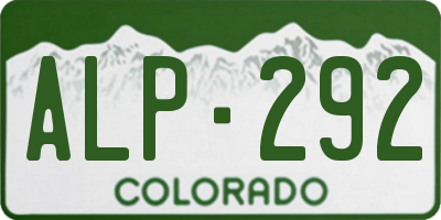CO license plate ALP292