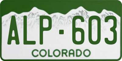 CO license plate ALP603
