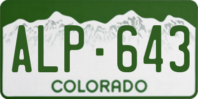 CO license plate ALP643