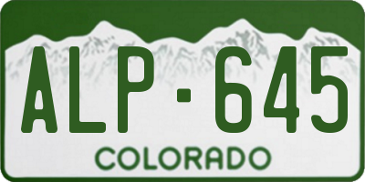 CO license plate ALP645