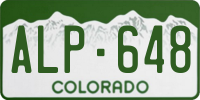 CO license plate ALP648