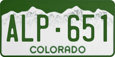 CO license plate ALP651