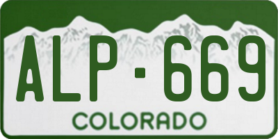 CO license plate ALP669