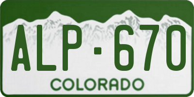 CO license plate ALP670