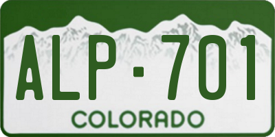 CO license plate ALP701