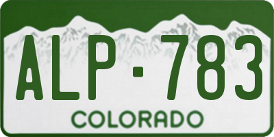 CO license plate ALP783