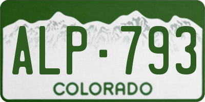 CO license plate ALP793
